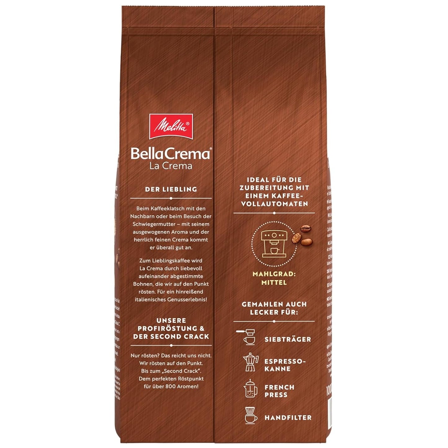 3 Melitta BellaCrema La Crema Kaffeebohnen, mittlere Röstung, je 1 kg