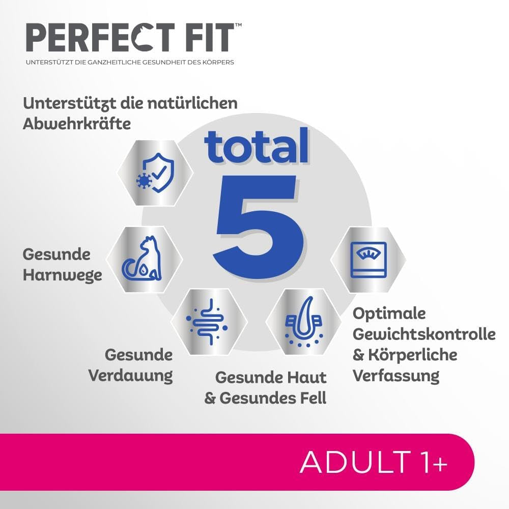 Perfect Fit Adult 1+ Nassfutter-Auswahl mit Lachs, Tiefseefisch, Rind und Huhn, 48 Beutel, 12x85g (4er-Pack) – Premium-Nassfutter für ausgewachsene Katzen ab 1 Jahr