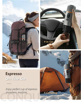 CONQUECO 12V Auto-Espressomaschine: Tragbare Espressomaschine mit Akku für Camping und Reisen – Schnelles Aufheizen in 2,5 Minuten – 8 Espressotassen in einer Ladung