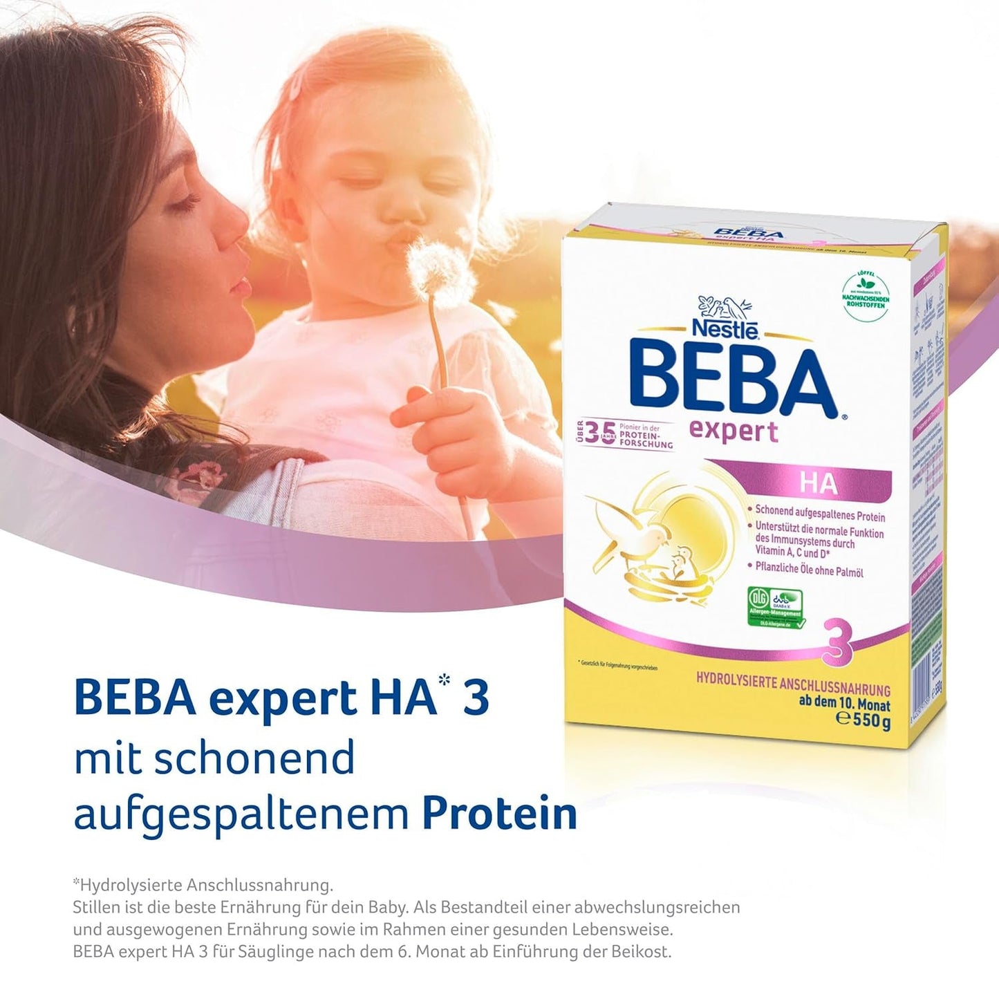 BEBA expert HA 3 Hydrolysierte Fortsetzungsformel, ab 10 Monaten, 1 Packung (1 x 550 g)