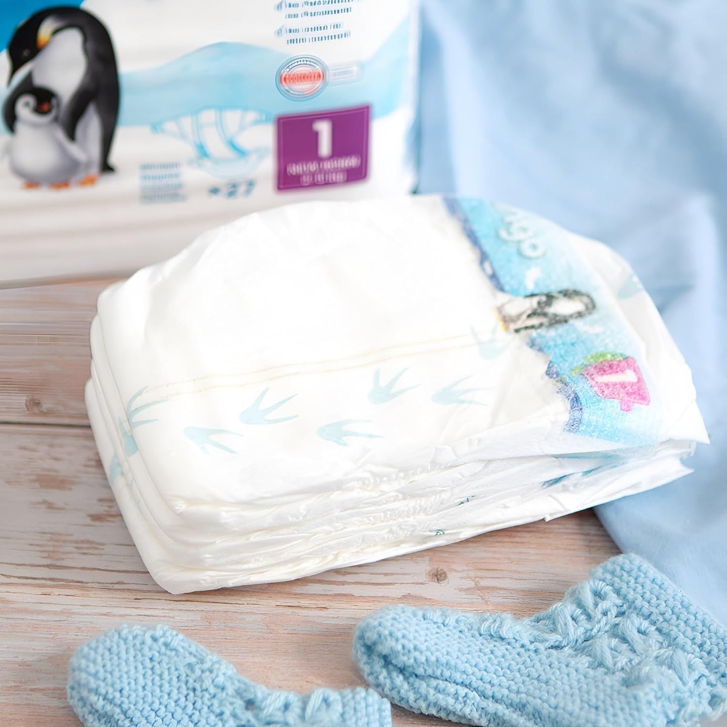 Bio-Windeln Größe 1 Neugeborene (2-5 kg), 1 Beutel mit 27 Windeln
