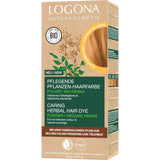 LOGONA Naturkosmetik Kräuter-Pflege-Haarfarbe, Bio-Henna-Pulver, vegane Haarfarbe für intensive Farbe und Glanz, Kräuter-Haarfarbe in Kupferblond (Blond), 1 x 100 g Naty Shop Haarfarbe Kupferblond 100 g (1 Packung)