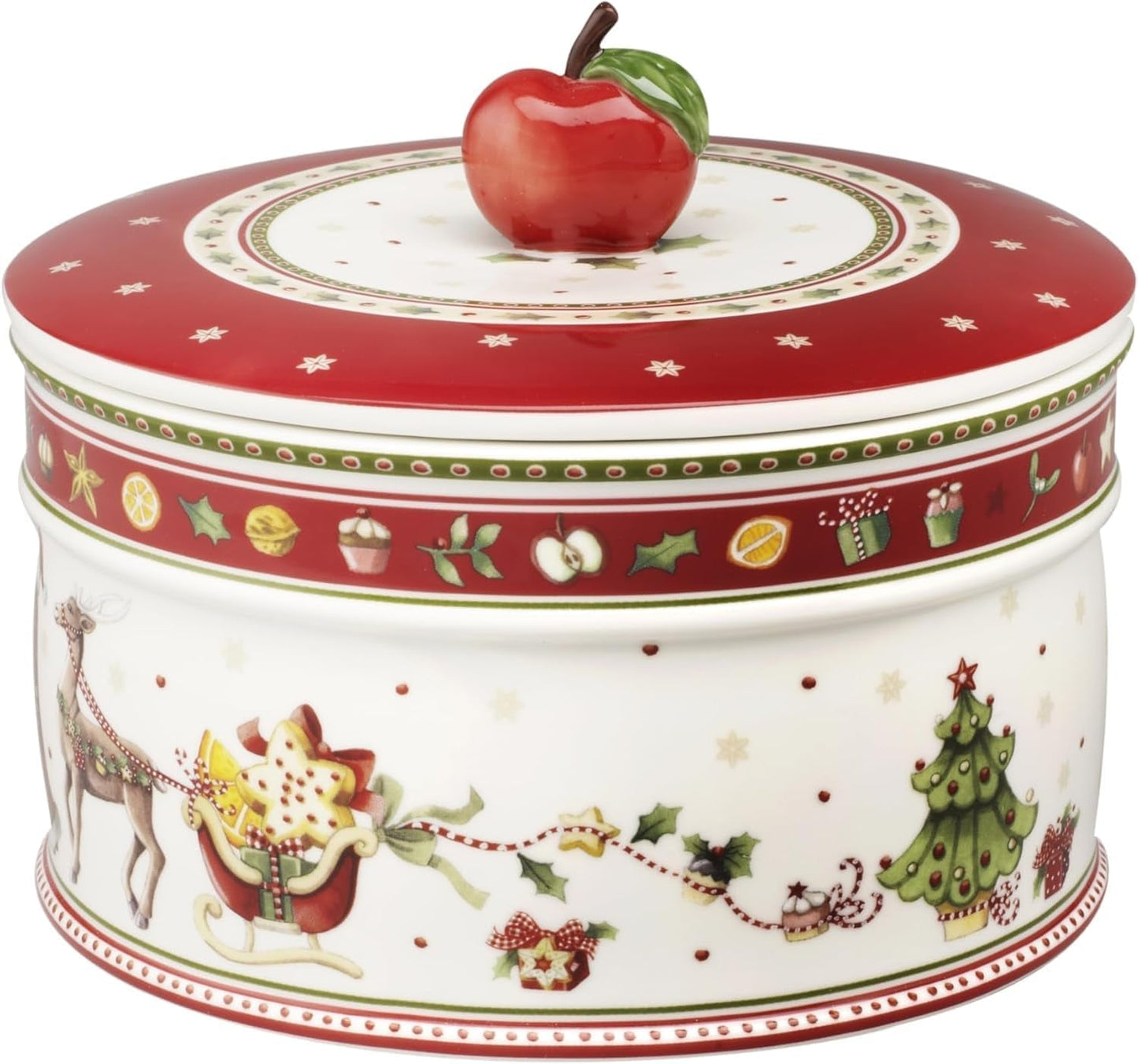 Villeroy & Boch - Winter Bakery Delight Kleine Aufbewahrungsbox, Keramik-Weihnachtsplätzchenbox, Weihnachtsbox, Plätzchenbox, Keksbox, Keramikbox mit Deckel, Süßigkeiten-Aufbewahrung, Premium-Porzellan-Lebensmittelaufbewahrungsboxen Naty Shop L