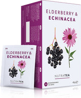 Nutra Tea Holunder & Echinacea, Immunitäts- und Erkältungstee, Tee zur Immununterstützung, Erkältungsbekämpfung, 20 wiederverwendbare Teebeutel, natürlicher Kräutertee