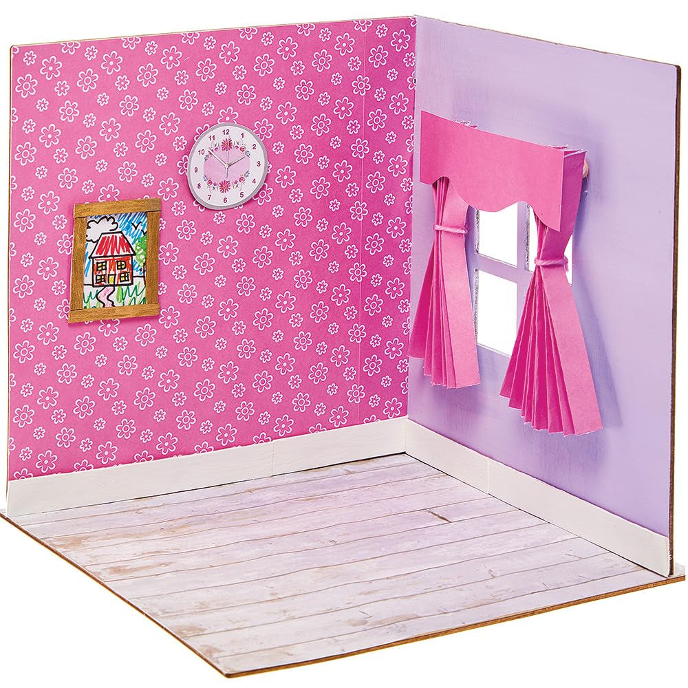 Baker Ross FN255 Mini-Puppenhaus-Set aus Holz – 1-teiliges Puppenhaus-Set für Kinder, DIY-Bastelset