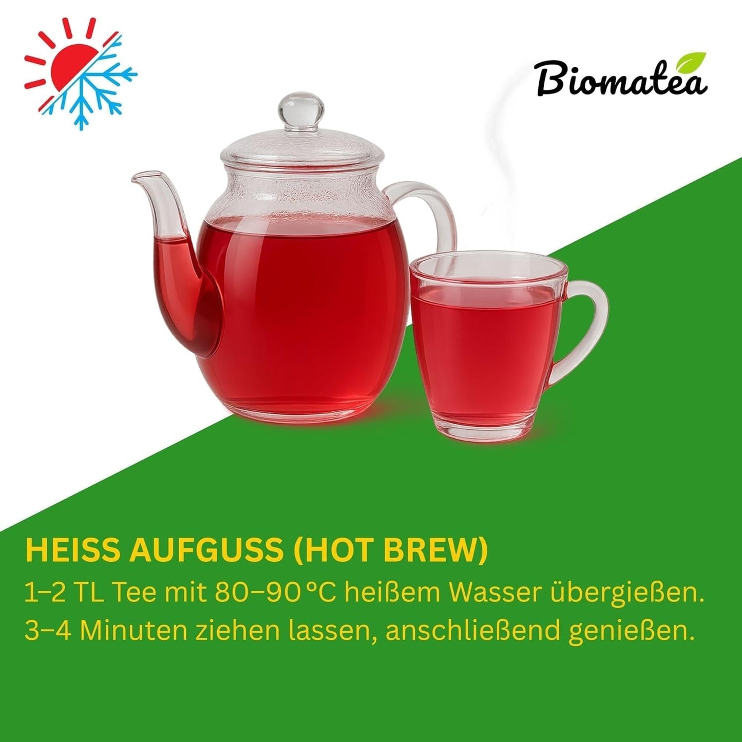 Früchtetee – 100 g Aromatisierte Früchtemischung mit Apfel, Hibiskus und Zimt – Druckverschlussbeutel, ca. 25 Tassen – Ohne Zusatzstoffe, verpackt in Deutschland