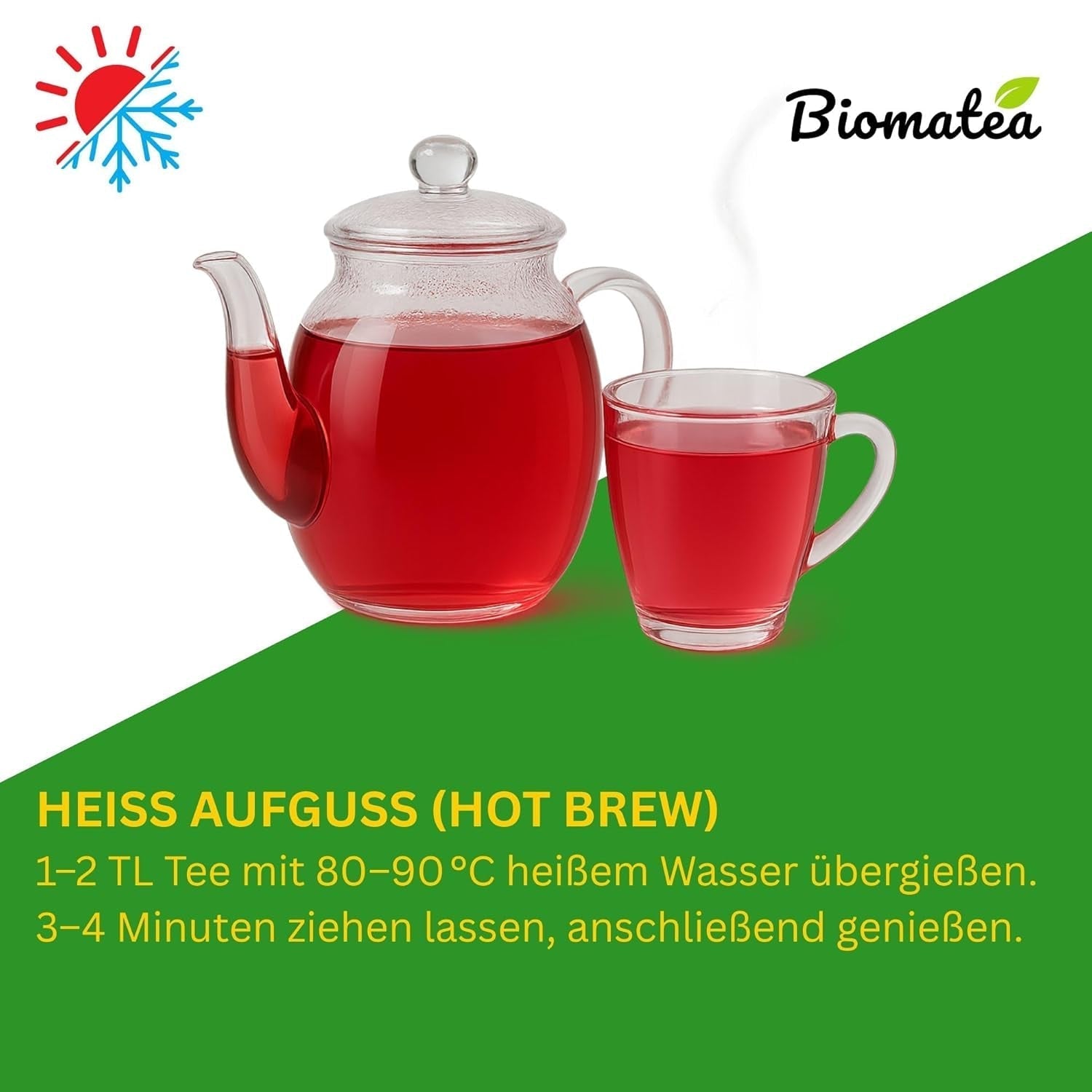 Früchtetee – 100 g Aromatisierte Früchtemischung mit Apfel, Hibiskus und Zimt – Druckverschlussbeutel, ca. 25 Tassen – Ohne Zusatzstoffe, verpackt in Deutschland