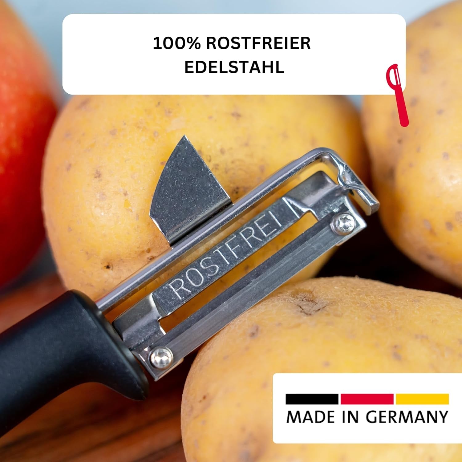 Westmark 29092270 Sparschäler Gallant, Pp/Tpe/Edelstahl, Schwarz / Rot, 16,5 x 3,7 x 2 cm Schäler Naty Shop