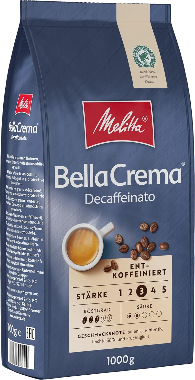 Melitta BellaCrema La Crema Kaffeebohnen 1 kg und BellaCrema Decaffeinato entkoffeinierte Kaffeebohnen 1 kg