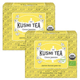Kusmi Tea – 2er-Pack – Jasmin-Grüntee – Bio-Jasmin-Grüntee-Mischung – 100 % Bio-Grüntee – kann heiß oder kalt getrunken werden – 2 x 20 Teebeutel