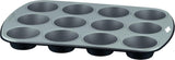 Gustosa Backform 12 Muffin Aus Stahl, Antihaftbeschichte, Für Backofen, Schwarz, 38 X 27 Cm Formen und Bleche zum Backen Naty Shop