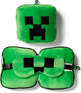 Puckator Relaxeazzz Minecraft Creeper Plüsch-Reisekissen und Augenmaske, Kopfstütze, Schlafkissen, Nackenkissen, Reisekissen, Schlafmaske für Kinder und Erwachsene für Reisen, Auto, Zug, Zubehör, Flugzeug, Reisekissen, Naty Shop Standardtitel