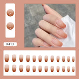 24 Stück French Press On Kurze Nägel Sarg Künstliche Nägel Koralle Rosa Ombre Klebenägel Ballerina Nagelset Acryl Nagelspitzen Damen Frühling Sommer Nagelzubehör