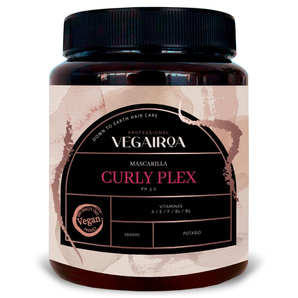 VEGAIROA – Curly Plex Mask – Maske für definierte Locken ohne Frizz – Tiefenfeuchtigkeitspflege – Für lockiges oder welliges Haar – Professionelles veganes Friseurprodukt – 1000 ml Naty Shop Haarmaske Standardtitel