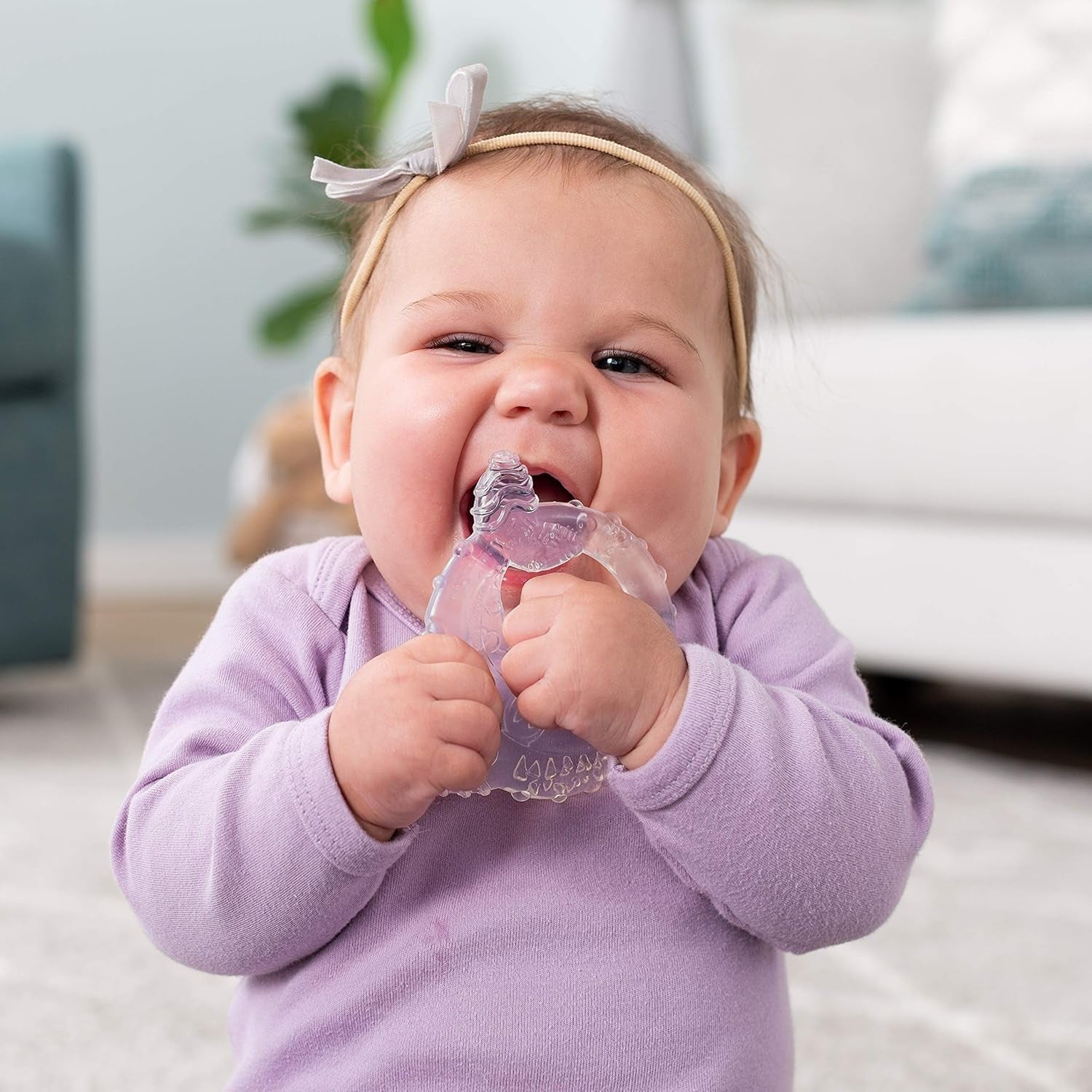 Infantino 316564-01 Infantino Transparente Beißringe – weicher Beißring, aus ungiftigem Material, für sensorische Entwicklung und Unterstützung beim Zahnen, mehrfarbig