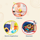 B. Toys 13-teiliges Badewannenspielzeug für Kinder mit Boot, Stapelbecher, Fisch, Angelspielspielzeug für Kinderbadewanne ab 1 Jahr Toys Bebe Naty Shop