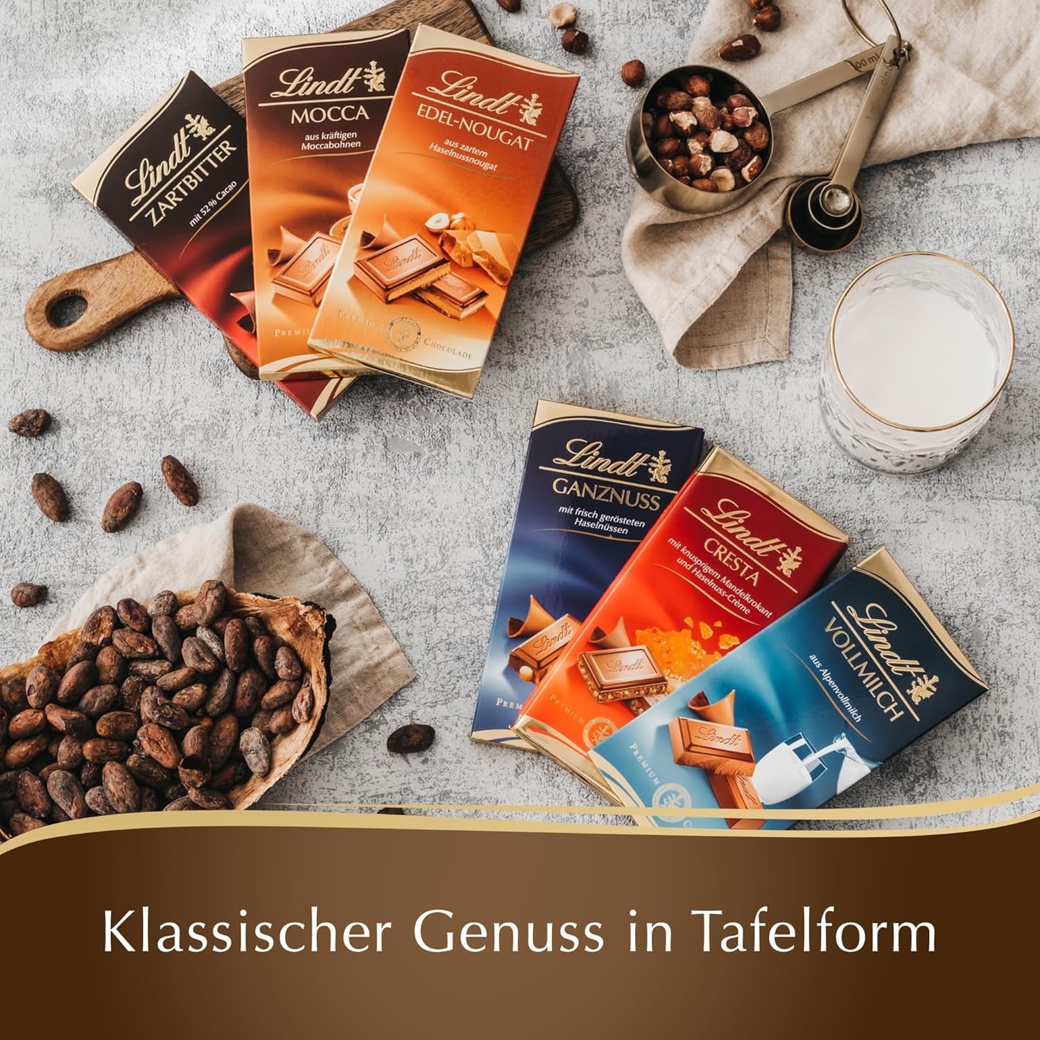 Lindt Mokka-Schokolade | Tablette 100g | Milchschokolade mit reichhaltigen Mokkabohnen | Schokoriegel | Schokoladengeschenk, 100g (6er Pack)