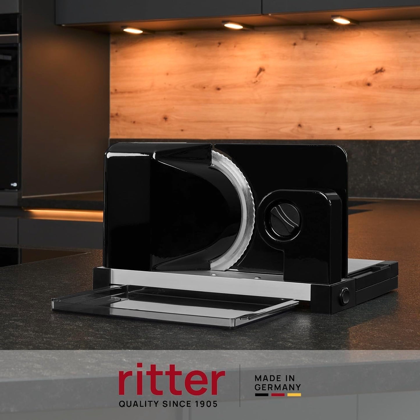 Ritter Icaro 5 Multifunktions-Klapp-Elektroschneider und Brotschneider aus Metall mit umweltfreundlichem Motor, hergestellt in Deutschland. Aktenvernichter und Schneidemaschinen Naty Shop