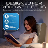 Keil-Lesekissen, Bett-Rückenlehnenkissen, Armkissen für Fernsehen, Bücher, Spiele, Schlafzimmer, Rückenstütze (grau/weiß, Standard)