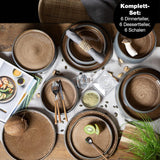 Moritz & Moritz SOLID 18-teiliges Steingut-Geschirrset für 6 Personen – Geschirrset für 6 Personen, bestehend aus 6 Speisetellern, 6 Desserttellern und 6 Speisetellern
