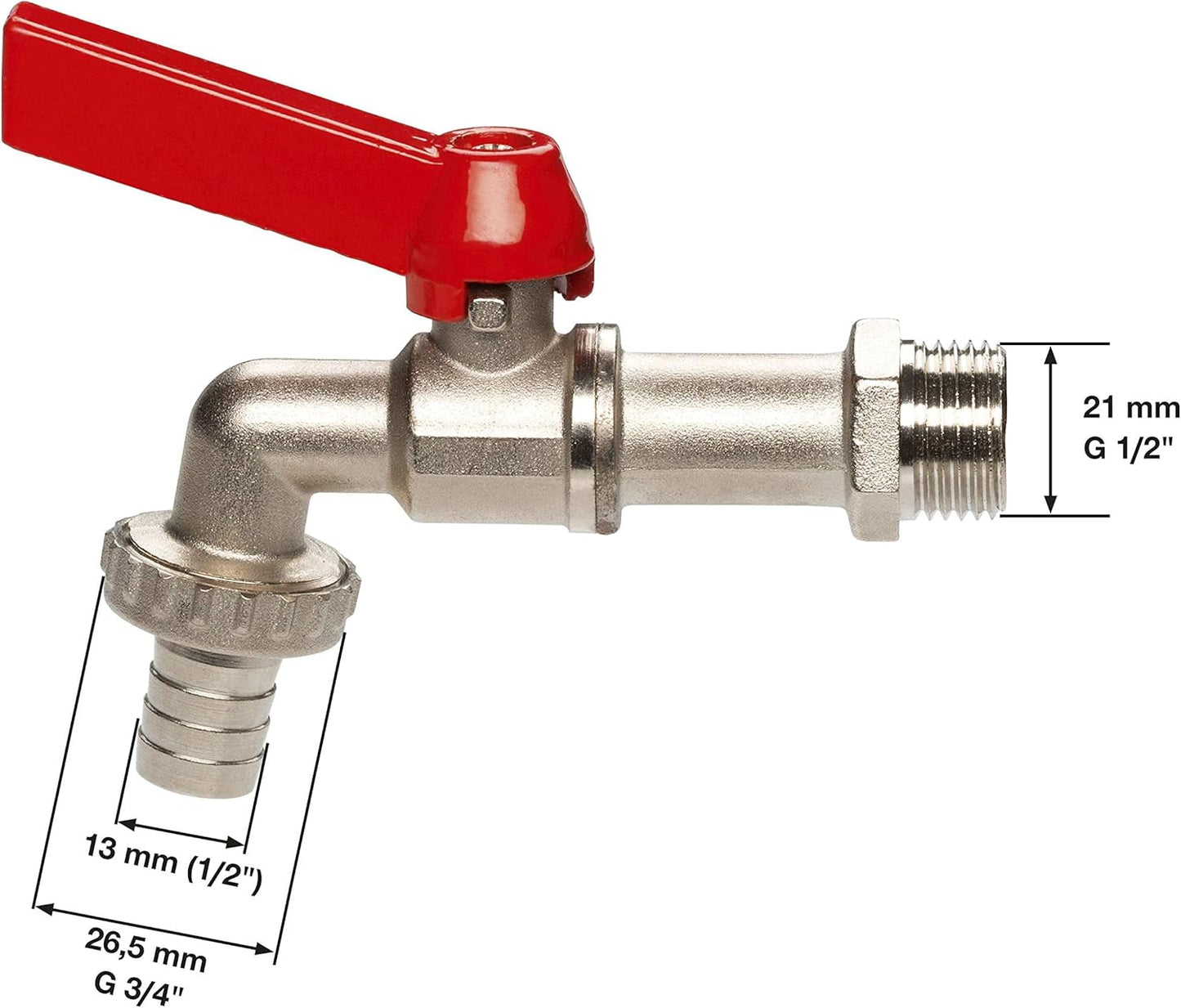 Gardena Kugelhahn: Innen- und Außenventil, 26,5 mm (G 3/4 Zoll) Gewinde, für 1/2 Zoll (13 mm) Schläuche (7332-20)