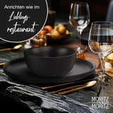 Moritz & Moritz NORDIC 6-Personen-Geschirrset – 18-teiliges Geschirrset aus schwarzem Steinzeug – skandinavisches Design – Robustes 6-Personen-Geschirrset für den täglichen Gebrauch und Gäste – Kombi-Geschirrset