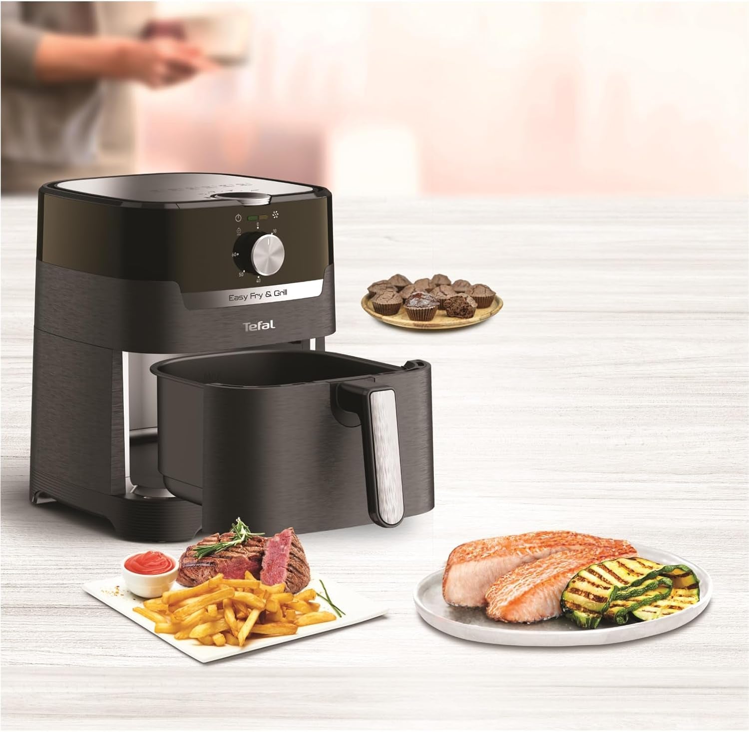 Tefal EY5018 Easy Fry & Grill Classic Heißluftfritteuse, 2-in-1-Technologie (Luftfritteuse und Grill), XL, 4,2 Liter für 6 Portionen, 1550 Watt Haushaltsgeräte Naty Shop