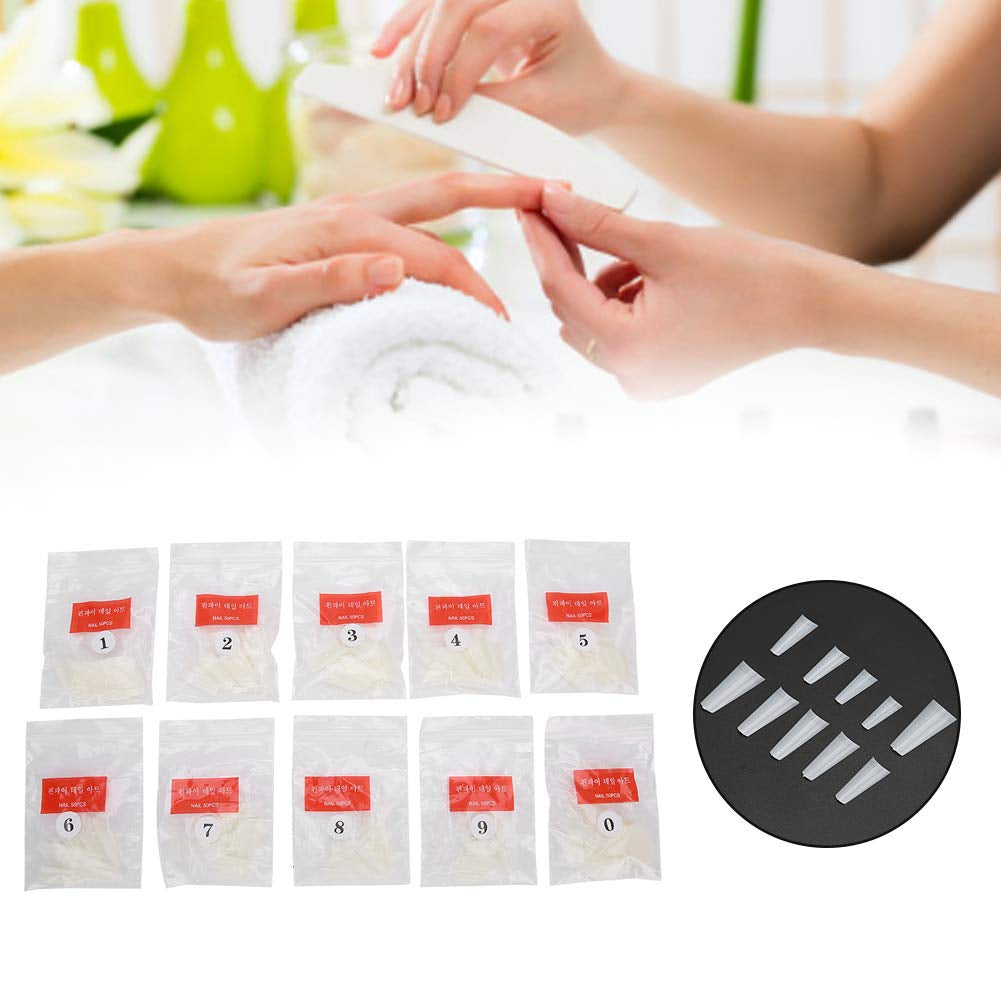 500 Stück künstliche Nagelspitzen, natürliche französische künstliche Nagelspitzen für Maniküre, L, DIY künstliche Nägel, ovales UV-Gel, Nagelzubehör für Frauen und Mädchen (natürliche Farbe)