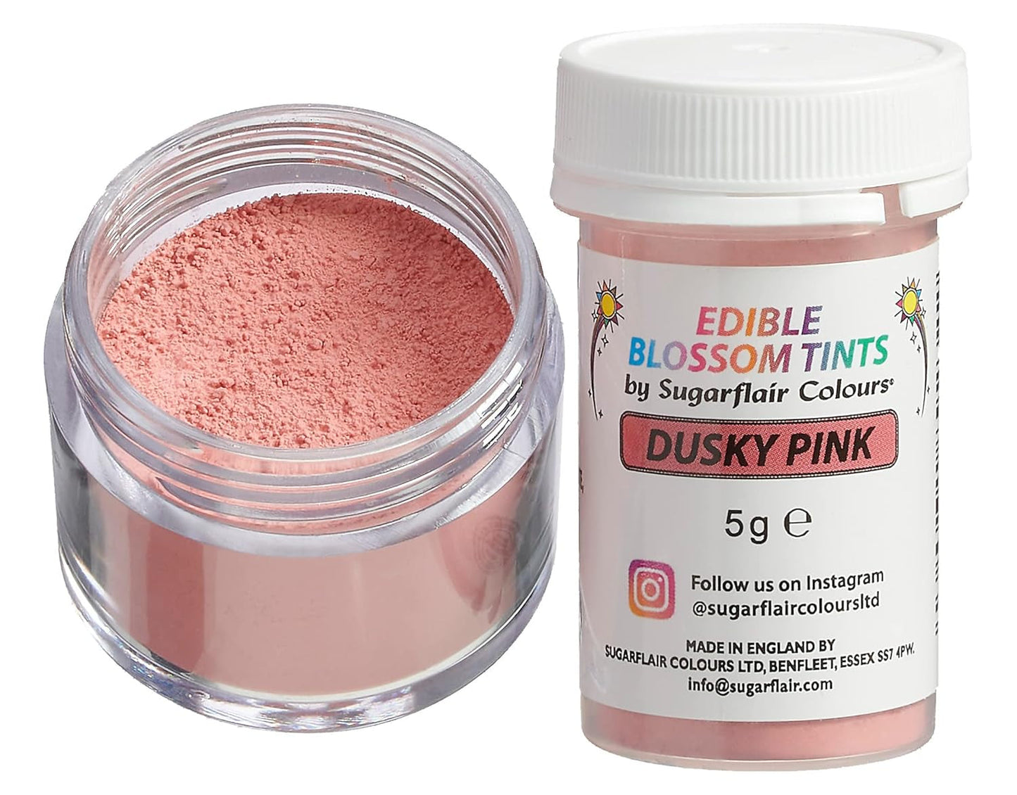 Sugarflair Blossom Tint Dusky Pink Lebensmittelfarbpulver – Lebensmittelfarbpulver für Kuchendekoration, Fondant, Glasur, Schokolade, Buttercreme, Macarons und mehr – 5 g