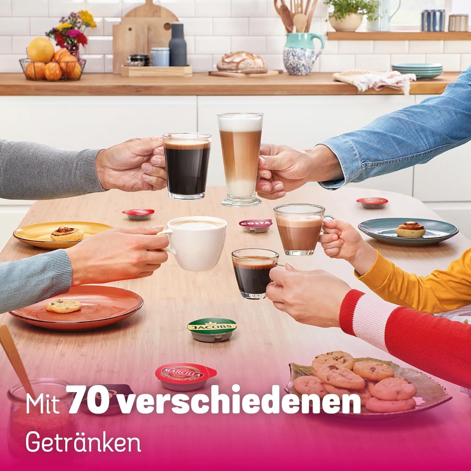 Bosch Tassimo Happy Friendly TAS102E Kapsel-Espressomaschine, 70+ Getränke, für alle Tassen geeignet, Auto-Stop, nachhaltig, perfekte Dosierung, platzsparend, 1400 W, schwarz