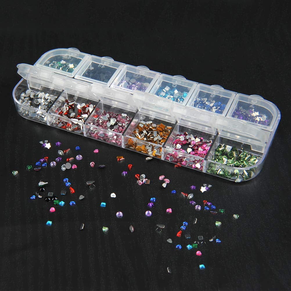 Nagel-Strasssteine ​​mit Punktierungswerkzeugen, 3D-Nageldekoration, Nagel-Glitzerstein-Set, Nail-Art-Glitzer, Nagelzubehör, Nageldesign mit Pinzette