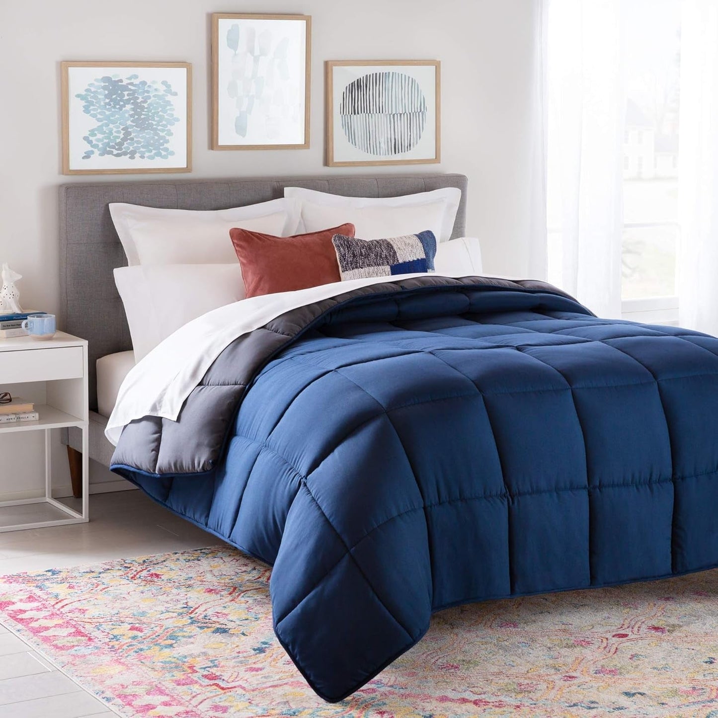 Linenspa Ganzjahres-Bettdecke – Einzel-Mikrofaser-Bettdecke 10,5 Tog – Öko-Tex, alternative Bettdecke mit Daunen, weiß. Bettdecken und Steppdecken Naty Shop, Marineblau/Graphit, Doppelbett