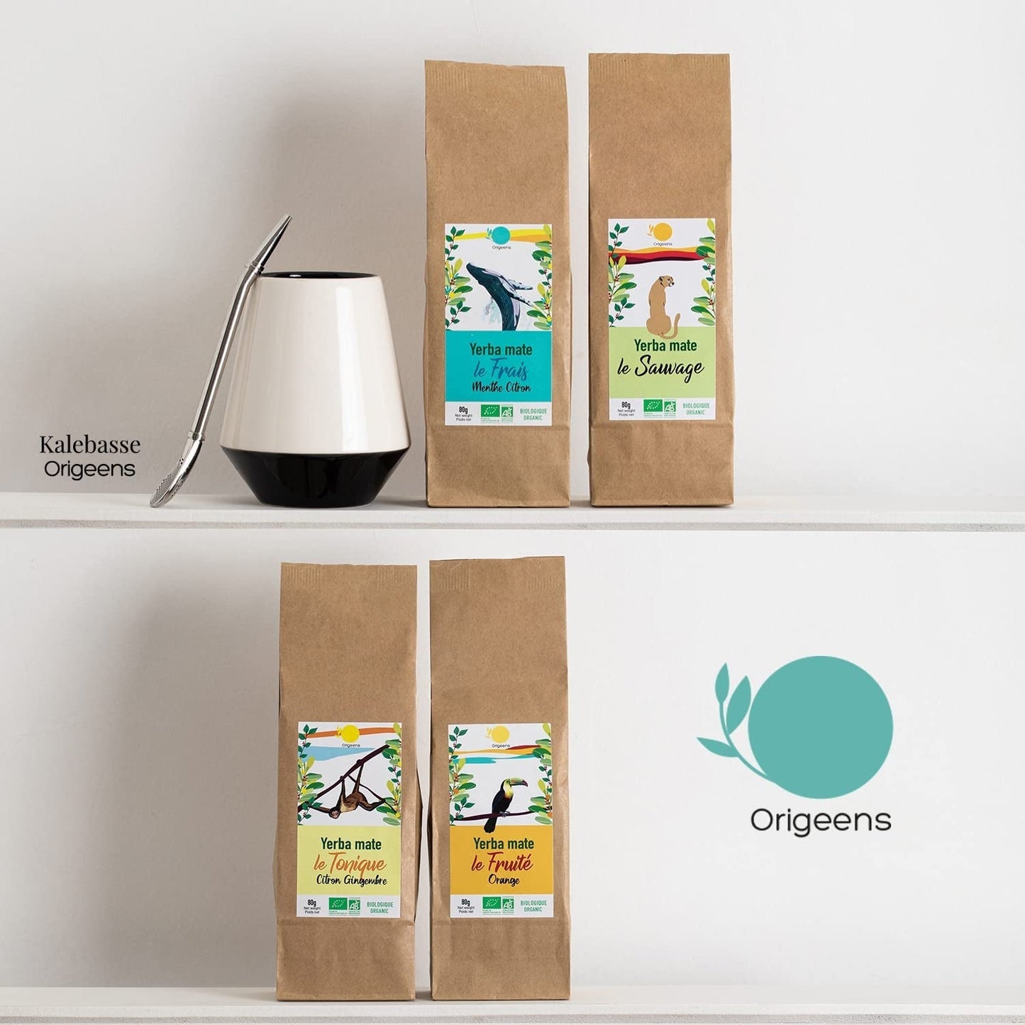 ORIGEENS BIO MATE TEE GESCHENKSET X4 I Yerba Mate Bio 4X80G I Yerba Mate Teeset, Geschenkidee