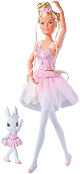 Simba 105733603 - Steffi Love Dancing Ballerina, Steffi als Ballerina-Puppe mit Tierfreund und drehbarem Rock, Spielpuppe 29 cm, ab 3 Jahren