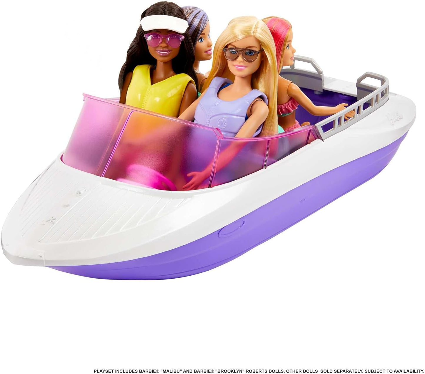 Barbie HHG60 – Meerjungfrau-Motorboot mit 2 Puppen (blond/brünett) und diversem Zubehör, Spielzeug für Kinder ab 3 Jahren