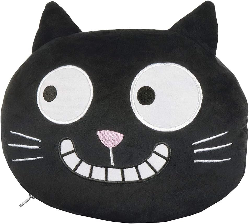 Moses Nackenkissen. Ed, die Katze | 2-in-1 Nacken- und Kopfkissen für die Reise | Katzenreisekissen, 28 cm, Schwarz