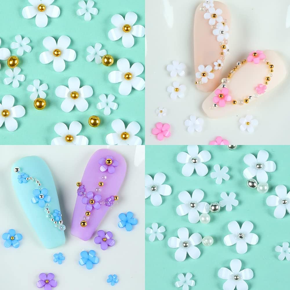 3D-Blumennägel, 6 Gitter, Blumen-Nagel-Charms, Acryl-Nagel-Strasssteine, Nagelzubehör, DIY Frühlings-Nageldekorationen