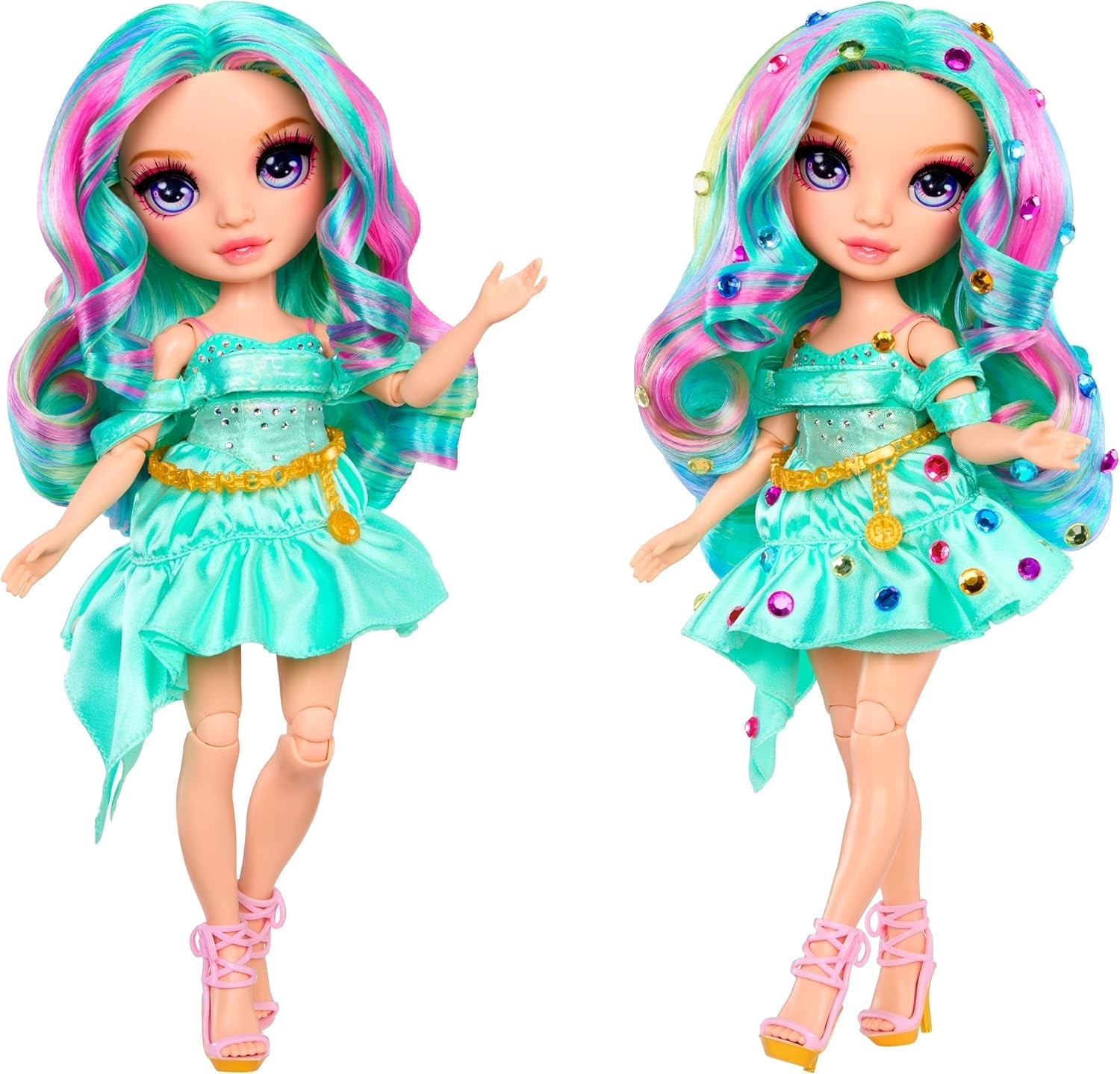 Rainbow High Be Dazzling Modepuppe – Celine Türkis – Blaugrün, 28 cm, mit Dekorationswerkzeug, funkelnden Edelsteinen und Styling-Accessoires