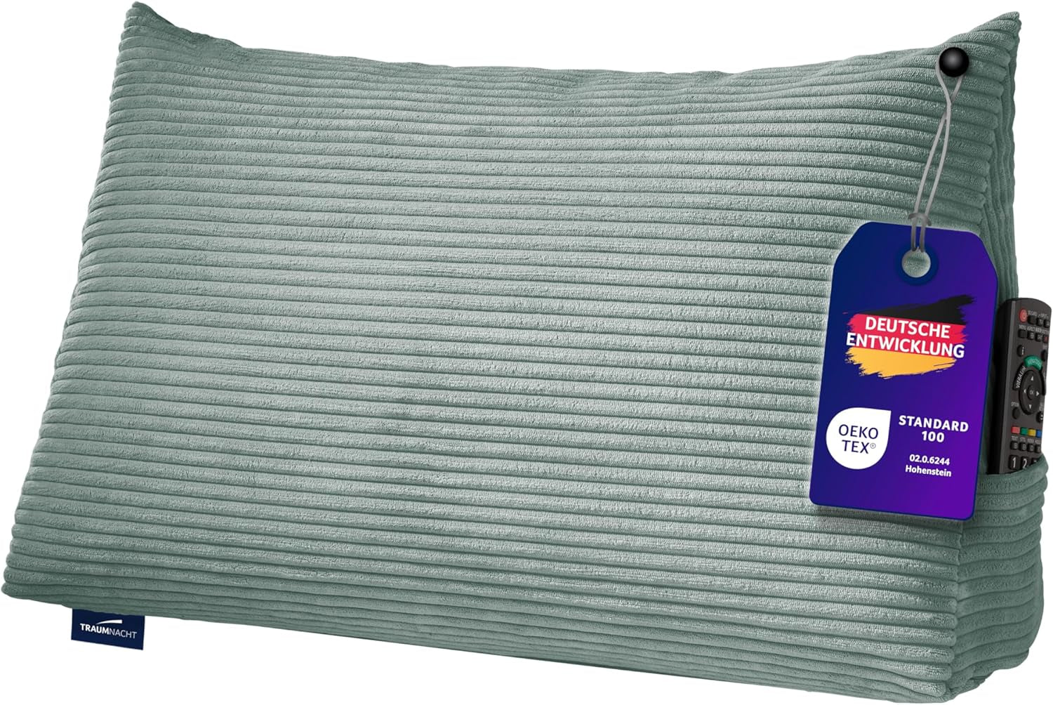 Lesekissen Traumnacht Kuscheliges Rückenkissen, 70 x 40 cm dunkelgrau, abnehmbarer und waschbarer Bezug aus 100 % Polyester, praktische Seitentasche, Öko-Tex zertifiziert, nach deutschen Qualitätsstandards produziert