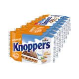 Weiße und schwarze Knoppers – 8 x 25 g – Waffelscheiben gefüllt mit dunklen Kakaowaffeln, schwarzen Keksstücken, Milch und Nougatcreme