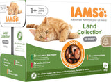IAMS Delights Land Collection Nassfutter für Katzen – Multipack mit Fleischsorten (Lamm, Rind, Huhn und Pute) in Soße, Nassfutter für Katzen ab 1 Jahr, 12 x 85g
