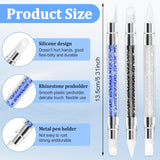 3 Stück Nagel Pinsel Silikon, Nagelkunst Skulptur Stift, Doppel Köpfe DIY Maniküre Werkzeug, Strassstein Picker, Gel Schnitzen Pinsel Für Design, Shaping Zeichnung Carving Nagelfolie