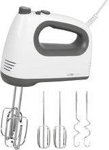Clatronic Mixer | Kraftvoller 400 Watt-Motor | Handmixer | Turbostufe & 5 Geschwindigkeitsstufen | Handmixer | Spülmaschinengeeignete Edelstahlquirle und -Knethaken | HM 3775 Küche Naty Shop Weiß-Grau 400 Watt