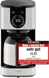 CASO Selection C 10 Thermo Design Kaffeemaschine – Edelstahlgehäuse, 1,2 l Isotherm-Karaffe (10 Tassen), Touch-Bedienung und Timer, Aroma PLUS-Funktion, Permanentfilter, Anti-Tropf-Filter