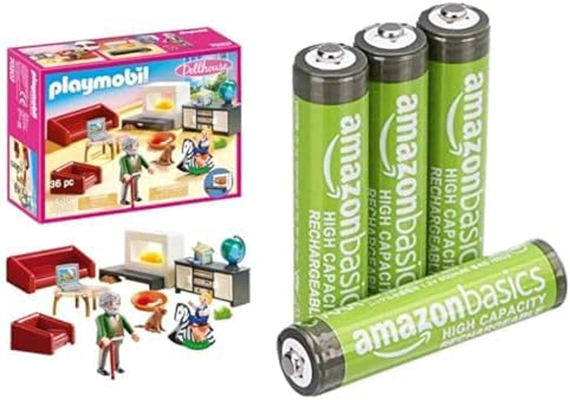 Amazon Basics – Leuchtendes Puppenhaus-Wohnzimmer mit 850 mAh, AAA-Batterien im 4er-Pack für Puppenhäuser