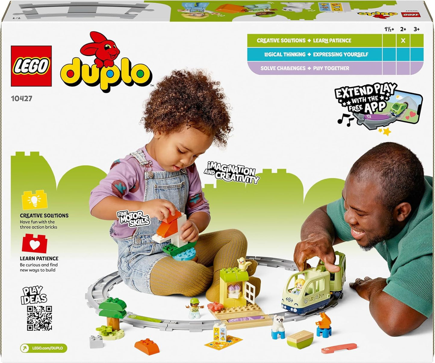 LEGO DUPLO Town Interaktiver Abenteuerzug, Spielset mit Lichtern und Geräuschen für Rollenspiele, ermöglicht 2-Jährigen das Bauen von Gleisen, Lernspielzeug für Vorschulkinder 10427 Bausätze Besuchen Sie den LEGO-Store