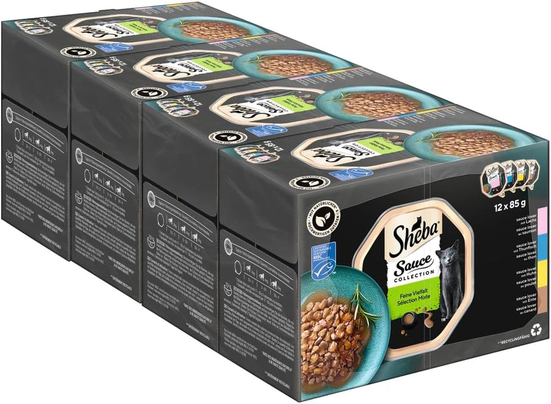Sheba Sauce Collection Tray Multipack, feine Sorte MSC, 4x12x85g
