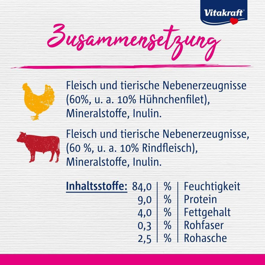 Vitakraft Poésie Délice, Country Selection, Nassfutter Katze, Katzennassfutter Gelee, mit Huhn, mit Rind (1 Paket mit 6x 85g)
