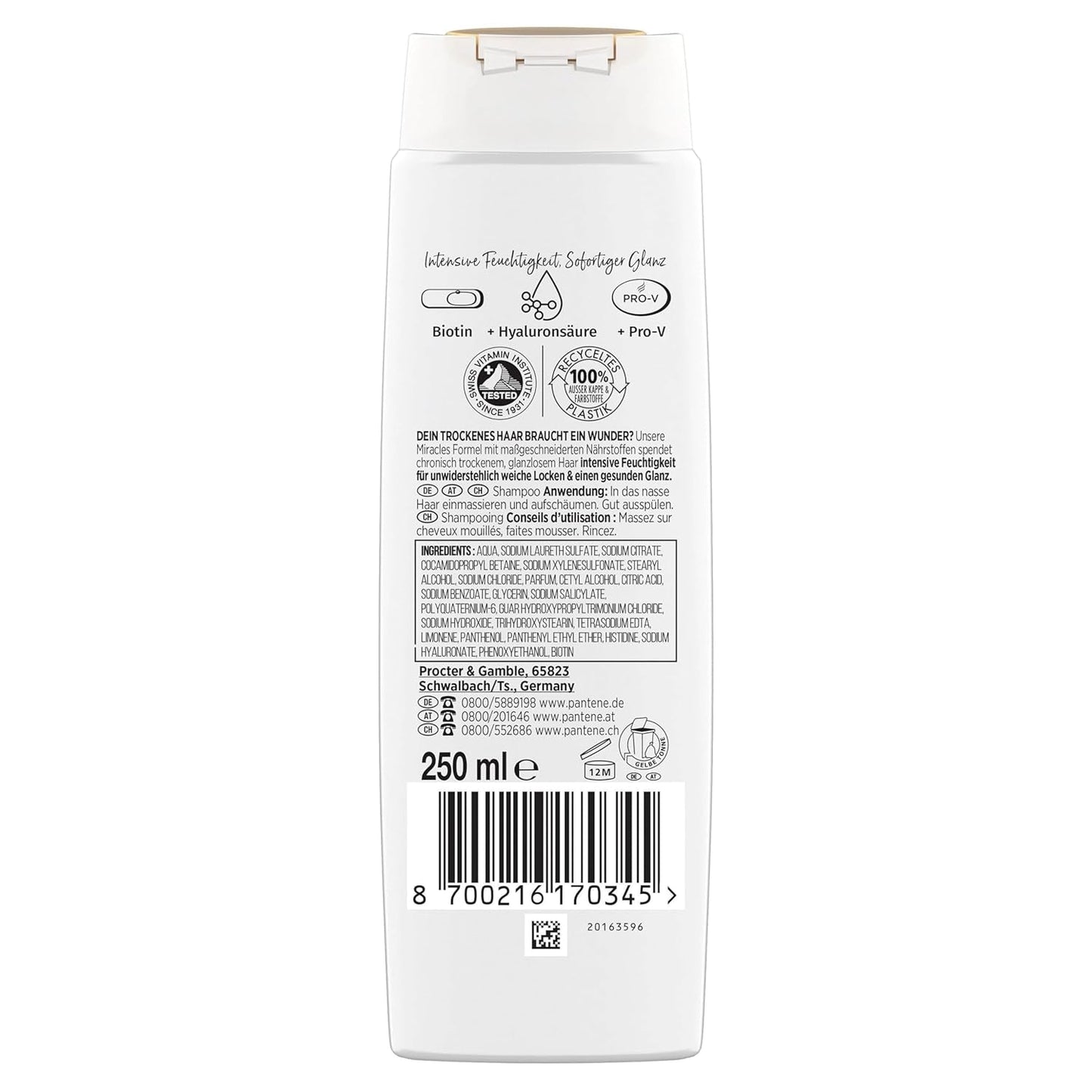 Pantene Pro-V Hydra Glow Feuchtigkeitsspendendes Shampoo mit Biotin für trockenes, strapaziertes Haar Pantene Dusche & Bad