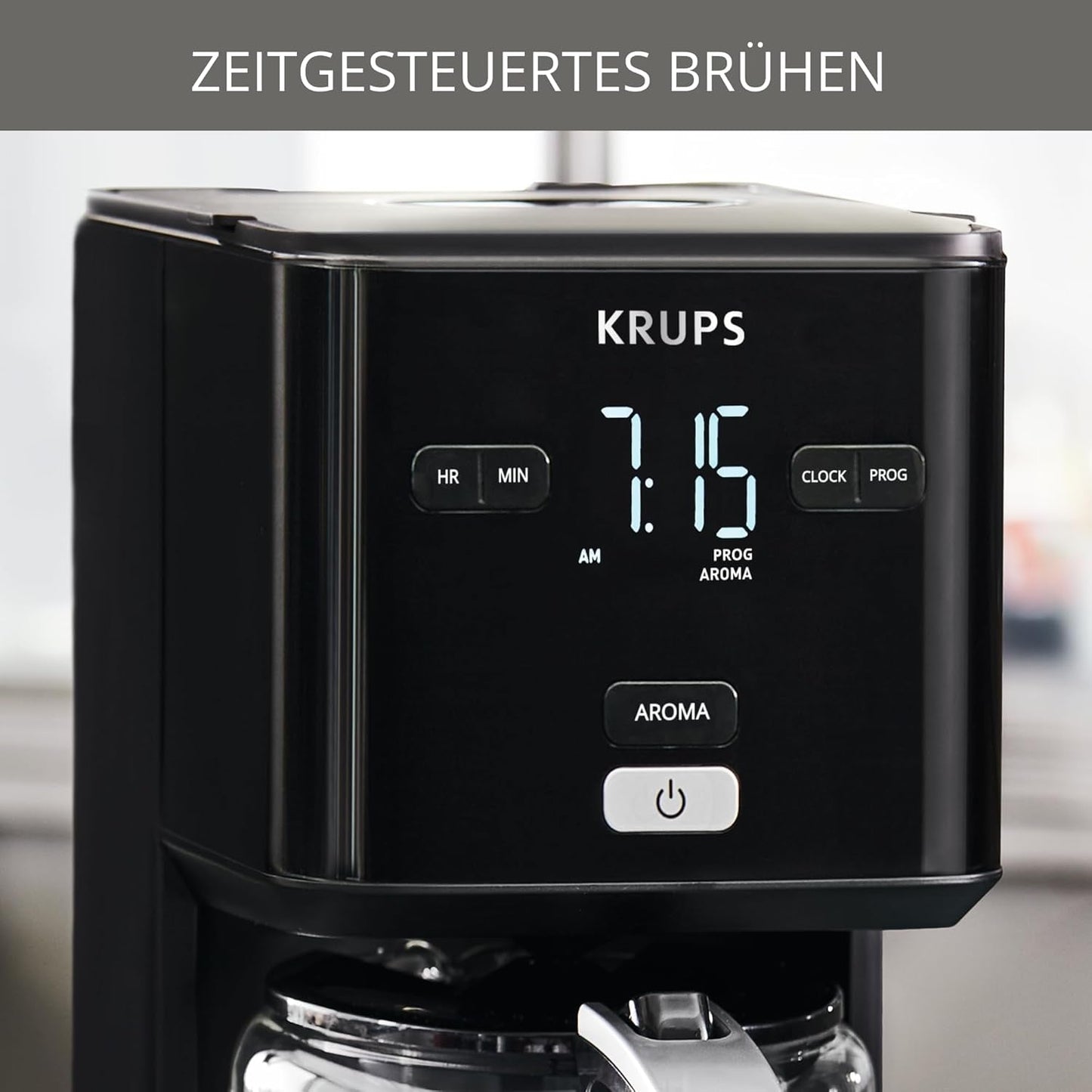 Krups Smart'n Light Kaffeemaschine mit Timer, für 1,25 Liter Filterkaffee, Warmhaltefunktion, Abschaltautomatik, Schwarz, KM600810